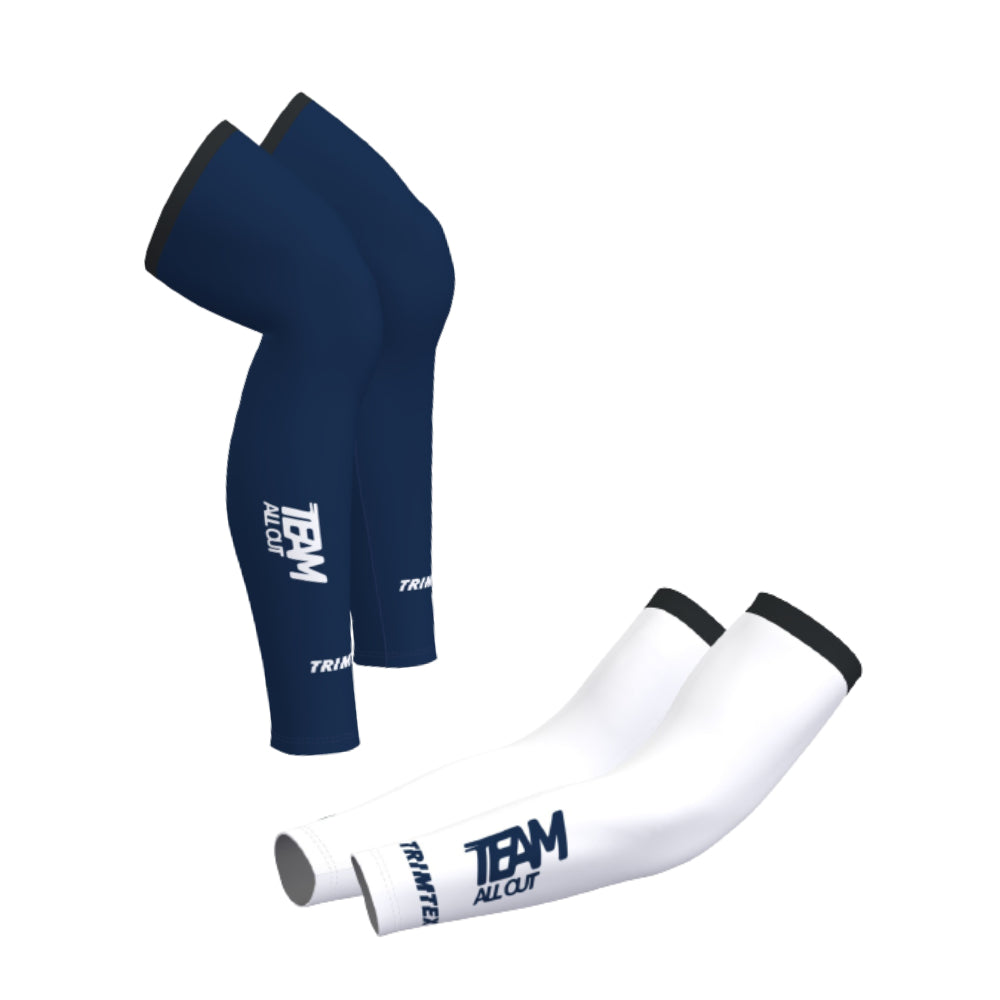 TeamAllOut Arm & Leg Warmer Bundle - Navy & Hvid
